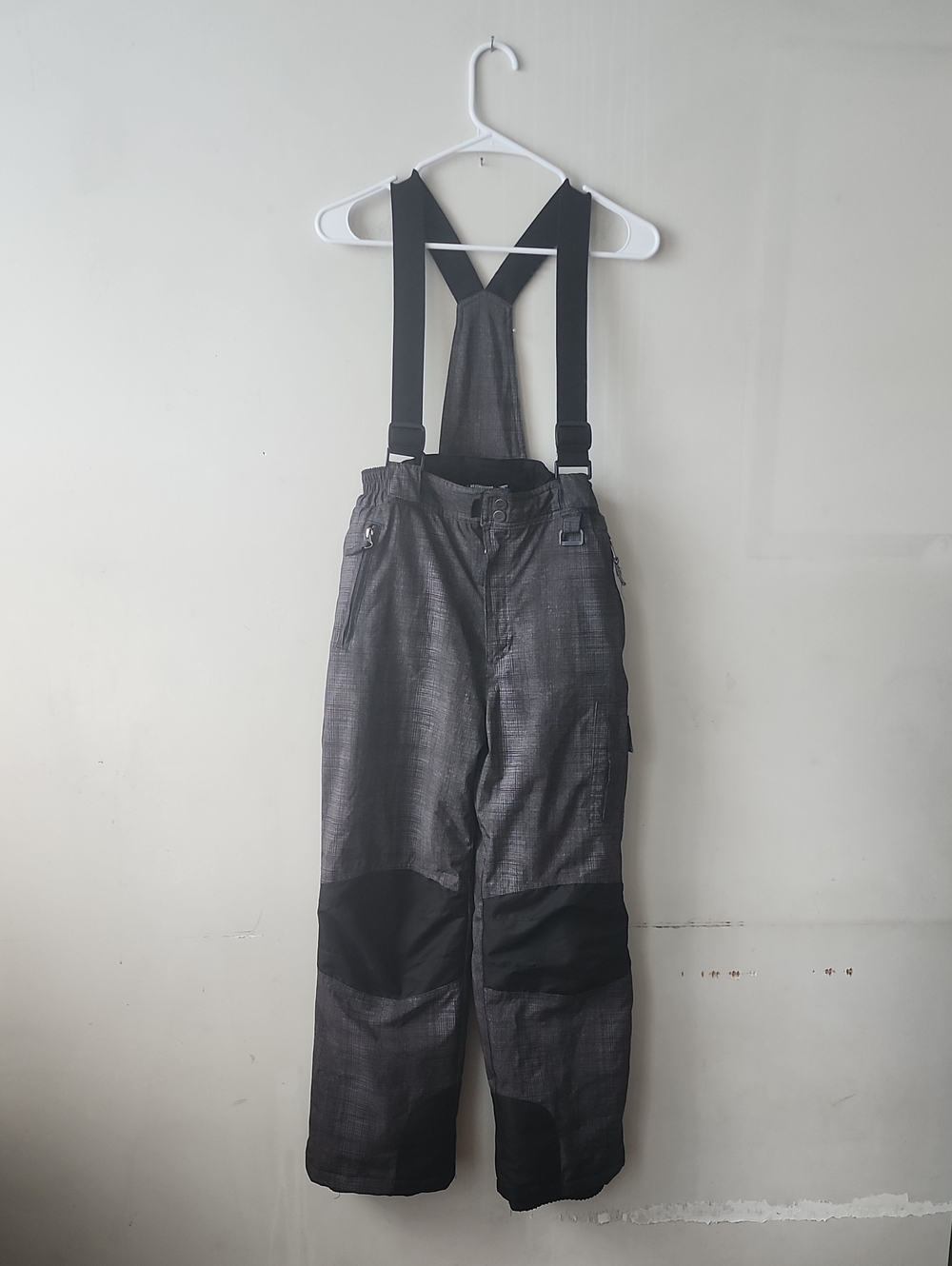 Weatherproof Kids Gray and Black Snow Pants with Suspenders